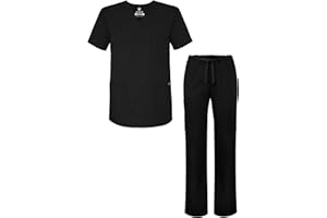 Adar Universal Unisex Scrub Set - Unisex V-Neck Scrub Top & Tapered Drawstring Scrub Pants