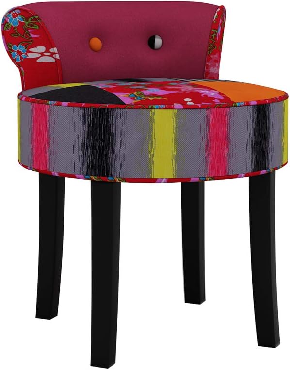 LEPAK Backrest Vintage Makeup Stool Dressing Stool Shabby Chic Padded Stool Nail Stool Ergonomic Chair Rubber Wood Leg High Elastic Sponge Velvet Bedroom Chair (Multi)