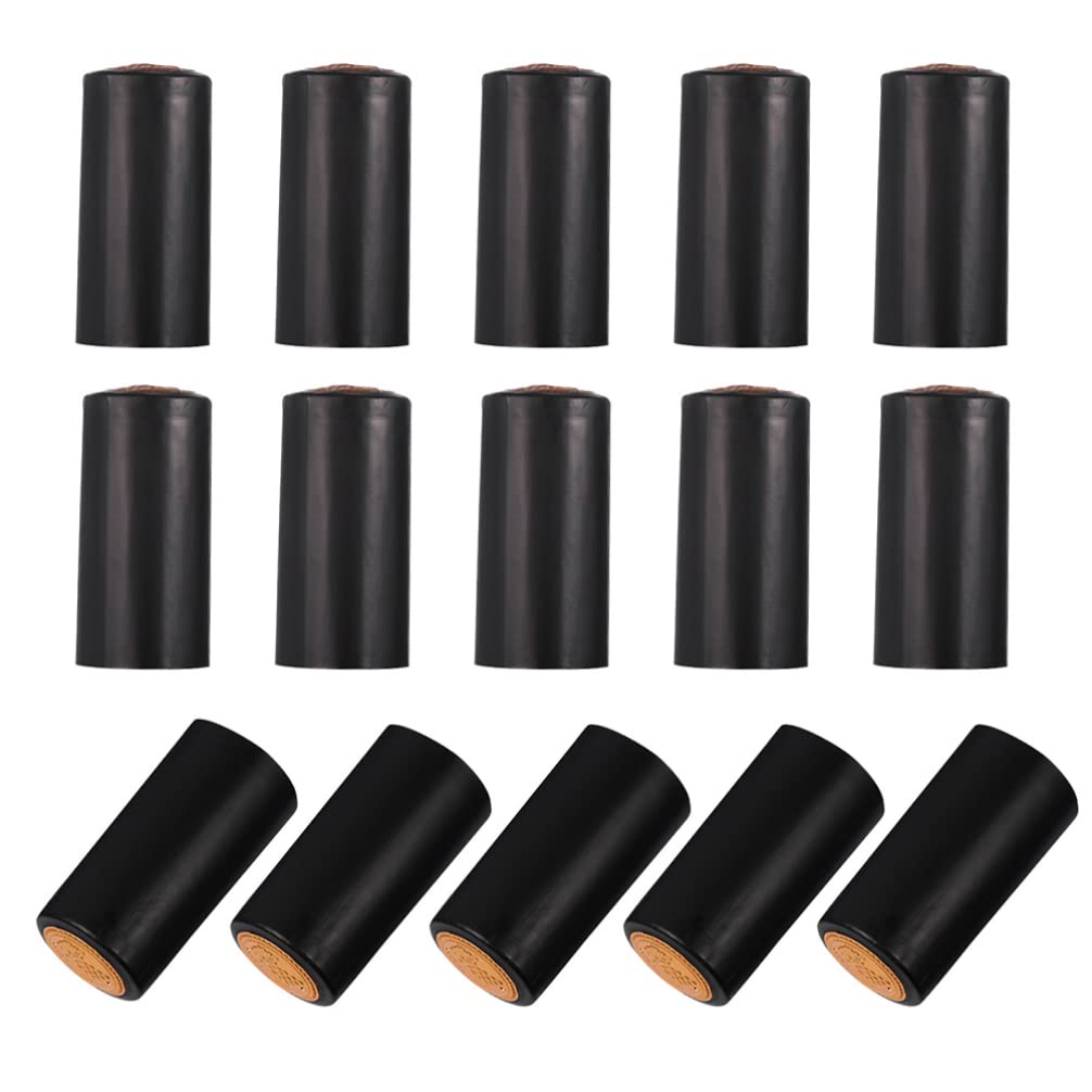 Photo 1 of Shrink Capsules 50pcs Wine Bottle Shrink Caps Black Wine Shrink Wrap Wine Bottle Corks Heat Shrinking Capsules for Home Bar Wine Cellars