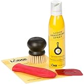 Lodge Cast Iron Care Kit, 4 Piece Cookware Maintenance Set | Includes Seasoning Spray, Scrub Brush, Pan Scraper &amp; Silicone Handle Holder for Everyday Cast Iron Care