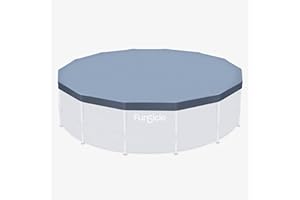 Funsicle 14 Foot Durable Round Pool Cover with Adjustable Drawstring for Oasis, Activity, Quickset and Above Ground Outdoor Swimming Pool, Gray