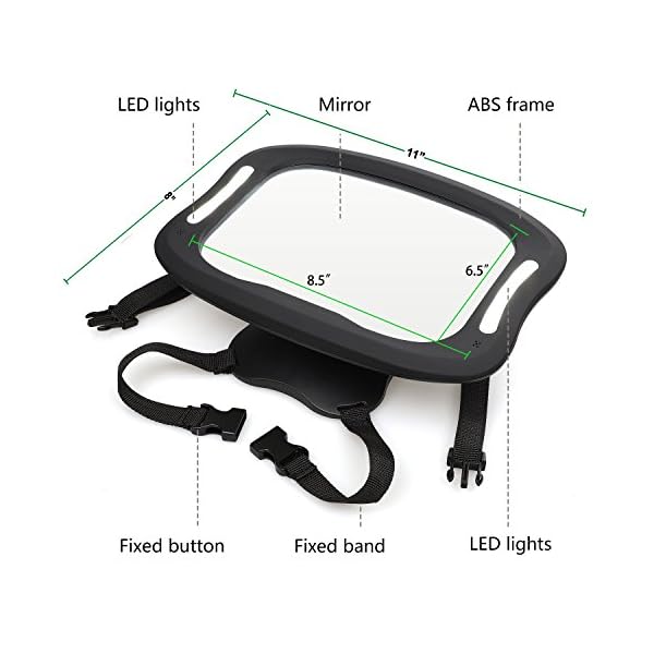 baby car mirror with remote and lights