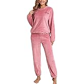 Womens Pajamas Set Fleece Sets For Women Long Sleeve Lounge Sets Soft Pj Sleepwear Loungewear