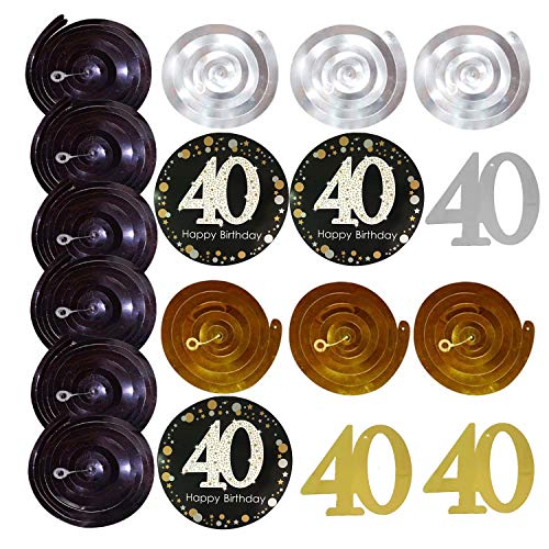 40th Birthday Party Decorations KIT - Cheers to 40 Years Banner, Sparkling Celebration 40 Hanging Swirls,Gold Foil Fringe Curtain, Perfect 40 Years Old Party Supplies 40th Anniversary Decorations - Thumbnail 4