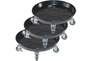 FLRISNTIG 10" Heavy Duty Plant Dolly with Wheels, 160lbs Metal Rolling Plant Stand with Casters, Round Wheeled Planter Caddy Roller Base Carry Potted Tree Flower Pot for Indoor Outdoor Garden, 3 Pack, Black