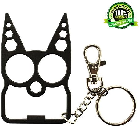 5 IN 1 Cute Cat Multi-tool Key Ring-Bottle Opener,Screwdriver and Wrench Outdoor Multifunction Keychain (3, Black)