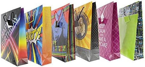 Birthday Gift Bags Party Witty Fun Jnique Celebration Glossy Greetings Bag - 6 Assorted Style