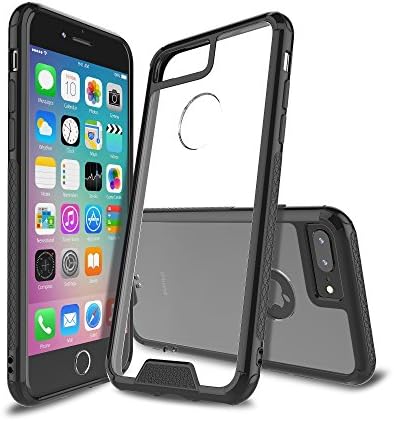 iPhone 8 Plus Case,TIDALY,Transparent Hard Plastic Back Plate and Soft TPU Gel Bumper-Black