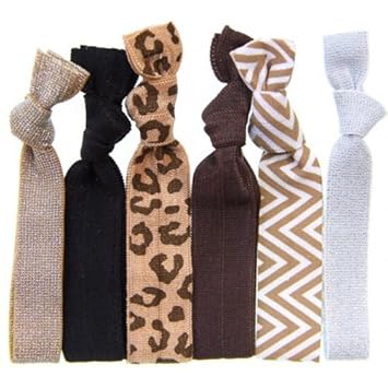 Twistband Boa Elasticated Hairband And Hair Tie Pack Of 6 Silver