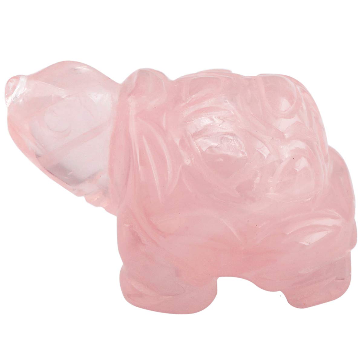 Nupuyai Rose Quartz Turtle Figurine Ornament, Healing Crystal Energy Statue for Home Decor 1.5"