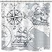 Riyidecor Nautical Sailboat Map Shower Curtain 72Wx72H Inch for Bathroom Ship Anchor Accessories for Boys Kids Sketch Pirate Ship Wheel Compass Bathtub Decor Fabric Polyester Waterproof WW-HRRS