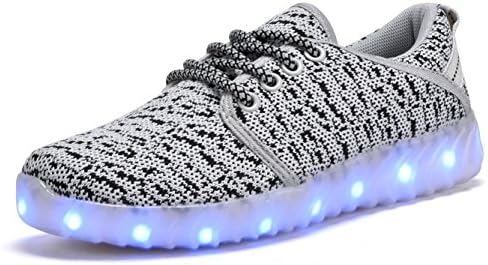 COODO CD2009 Kids Boy's &amp; Girl's LED Shoes 7-Color-Lights USB Charging Light up Sneakers GREY-13