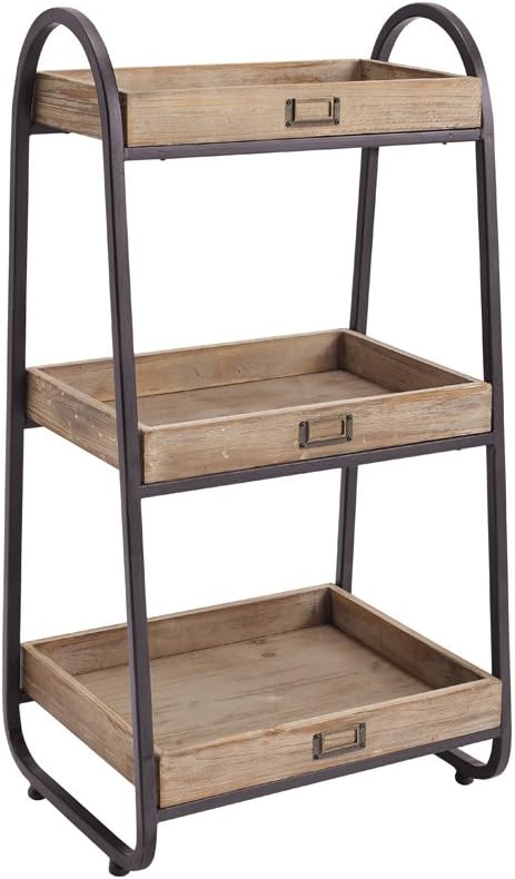 Best Rolling Farmhouse Kitchen Island Cart On Wheels Rustic Wood Industrial Bookshelf