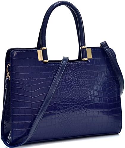 Dasein Classic Crocodile Textured Shoulder Handbag Purse with Removable Shoulder Strap - Royal Blue