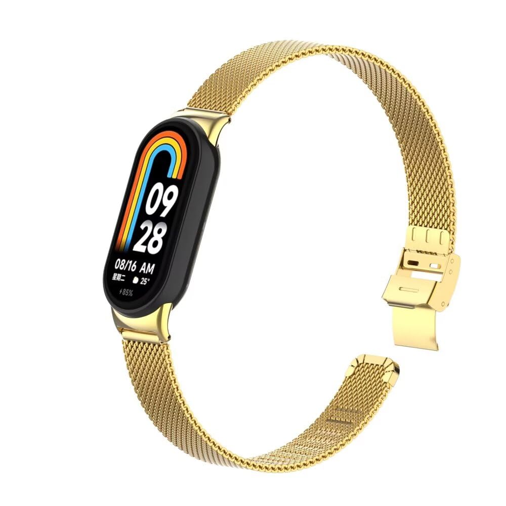 T-BLUER Compatible for Xiaomi Mi Smart Band 8 Strap,Mi Band 8 Stainless Steel Metal Replacement Band Bracelet Wristband Accessories for Xiaomi Smart Band 8