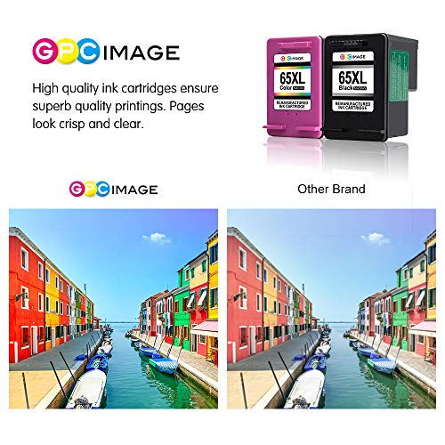 GPC Image Remanufactured Ink Cartridge Replacement for HP 65XL 65 XL Ink High Yield to use with Envy 5055 5052 5058 DESKJET 3752 3755 3758 2622 2655 3720 Printer (1 Black, 1 Tri-Color, 2 Pack)