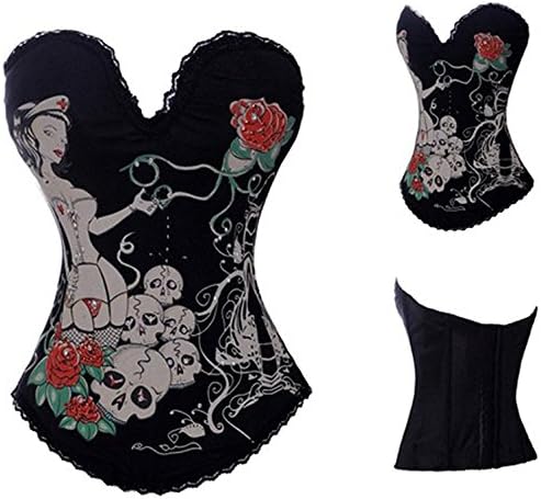 Renee Ander Sexy Strapless Corset Printed With Unique Decorative Pattern-Black And Woman (L) Hot