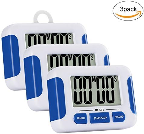 ROTEGA 3 Pack Magnetic Digital Cooking Kitchen Timer,Count-Down Up Clock with Loud Alarm and Large LCD Display(White)