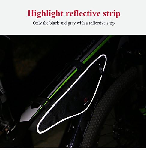 XPhonew Cycling Bicycle Bike Bag Top Tube Triangle Bag Front Saddle Frame Pouch Outdoor MTB Road Bike Front Bag with Reflective Stripe (Black & Gray) - Image 4