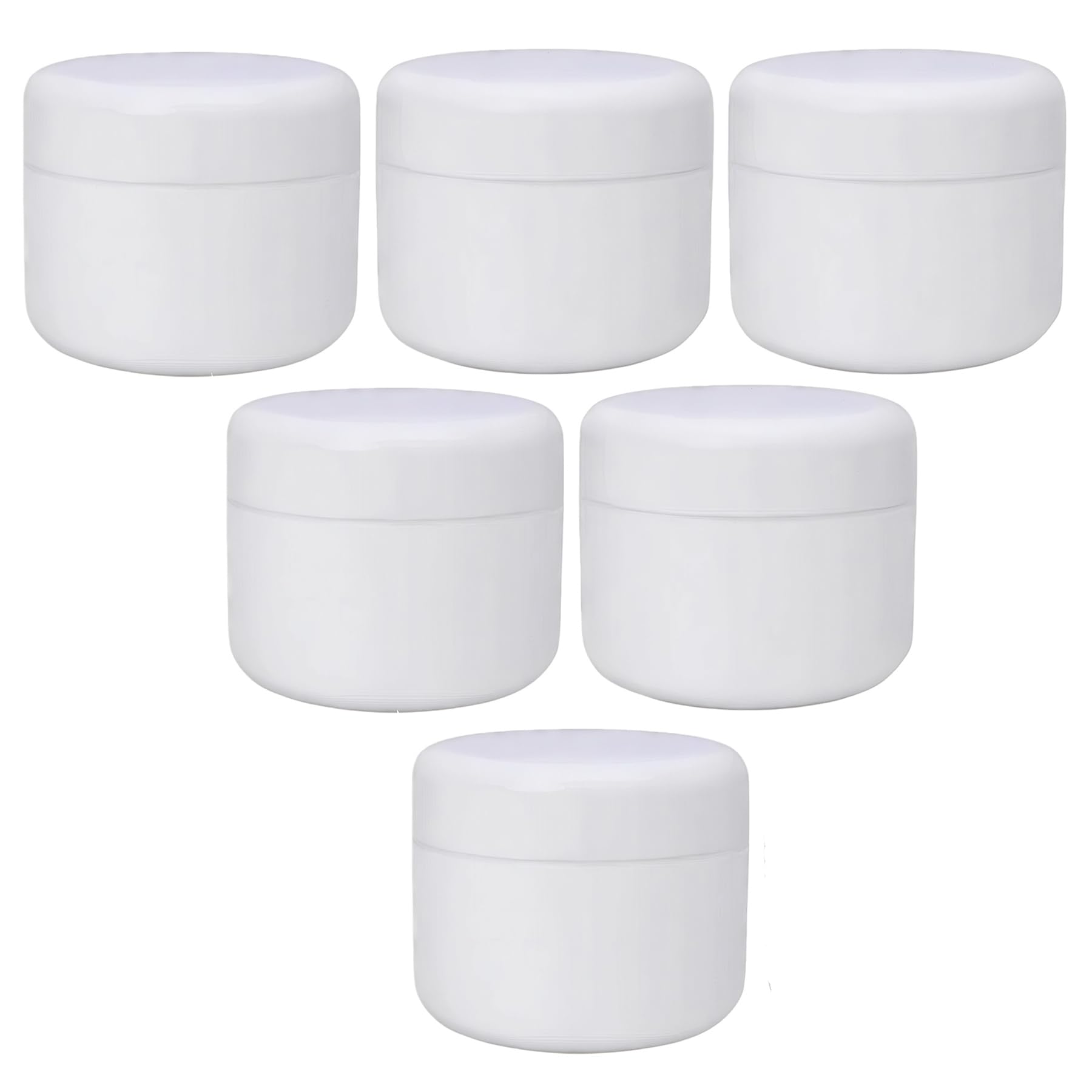 6PCS 100ML 3.4OZ Empty Refillable White Plastic Mini Cream Bottle with Lid and Hand Pad Portable Lotion Mask Jar Pot Vial Holder DIY Cosmetic Storage Container for Travel and Daily Life