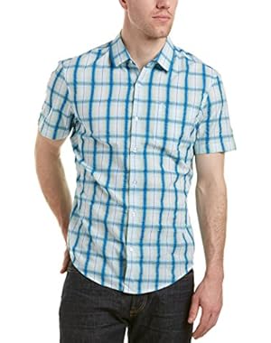 Mens Woven Shirt, S, Blue