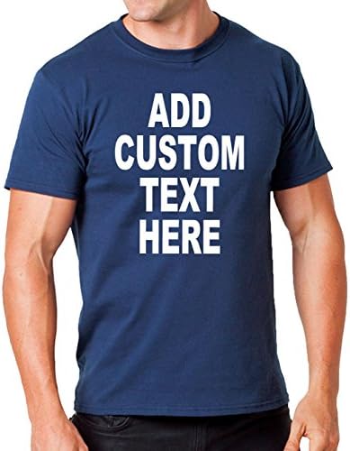 Add Your Own Custom Text Name or Message on Your Personalized T-Shirt (Small, Navy)
