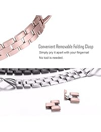 bayite correas de acero inoxidable compatible Fitbit Versa para mujeres, Bling pulsera de repuesto con diamantes de imitación X Link accesorios correa de reloj 5,3"   7,6" 4 colores disponibles
