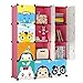 KOUSI Toy Organizer Toy Storage Portable Toy Organizers for Kids Children Toy Organizers and Storage Multifuncation Cube Storage Shelf Cabinet Bookcase Bookshelf, Capacious & Study,Pink, 12 Cubes