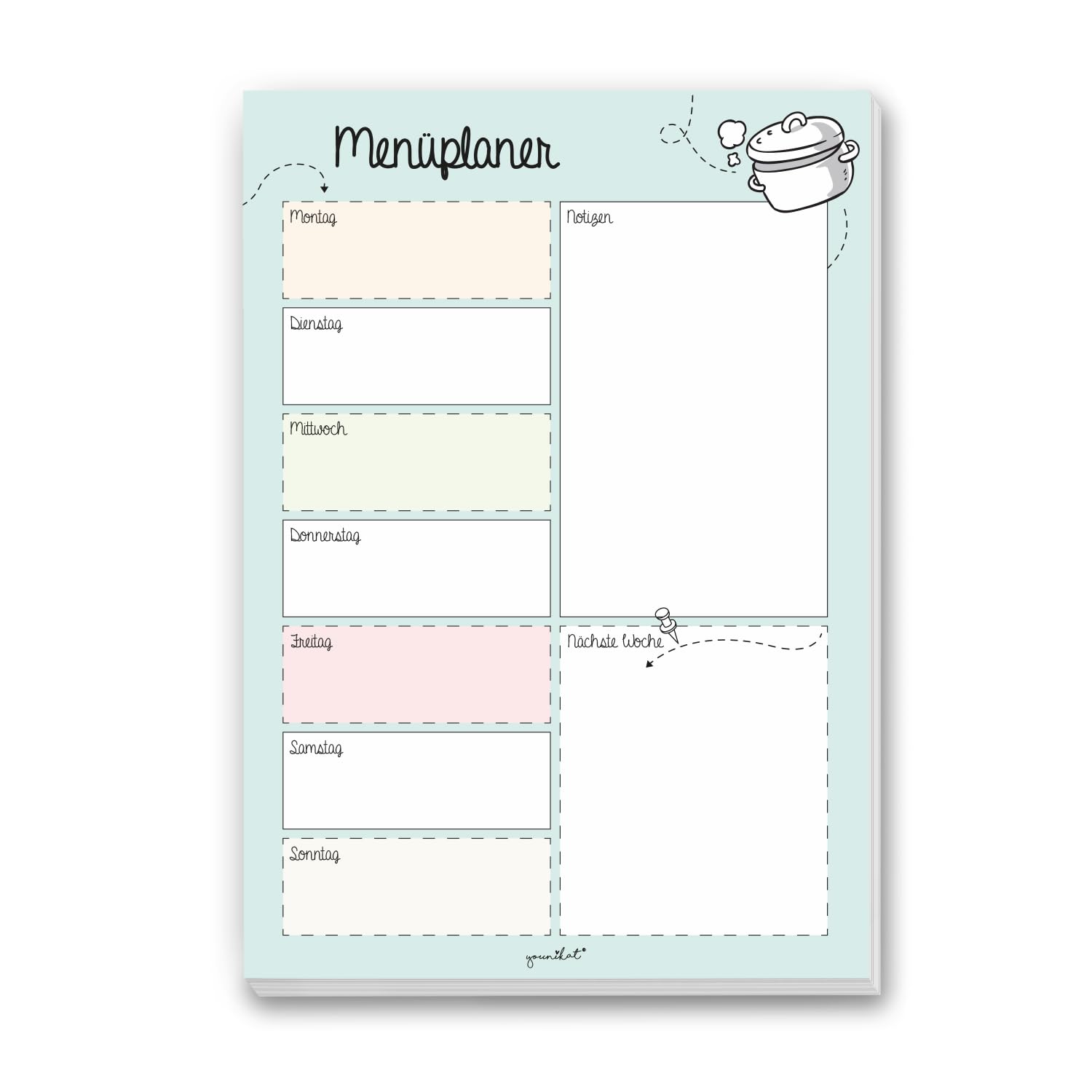Menu Planner | DV 225 A4 Block | 50 Sheets | Blank | Meal Planner Weekly / Daily Planner Family Organiser Shopping List Recipes DIN A4 (210 x 297 mm) block