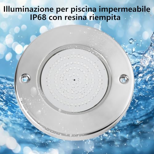 COOLWEST Resin Filled LED Pool Light, 18 W RGB LED Spotlights Ultra-Flat Lighting Stainless Steel, Pool Lights with Remote Control, IP68 Waterproof, 24 V DC, Dimmable