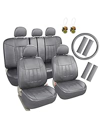 Fundas de asiento de auto universal de cuero Leader Accesorios, paquete de 17 piezas