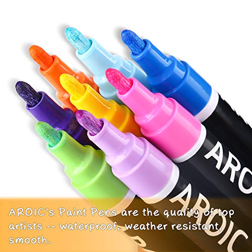 AROIC 16Pack OilBased Painting Marker Pen Set On Rock,Wood,Fabric,Metal,Plastic,Glass,Canvas