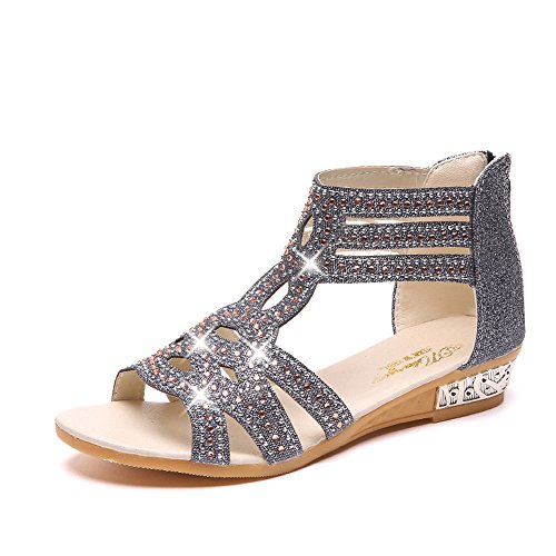 Sunyastor Women Shoes Ladies Summer Sandals Wedge Sandals Fashion Fish Mouth Hollow Roma Shoes Walking Girls Wedge Sandals - Thumbnail 2