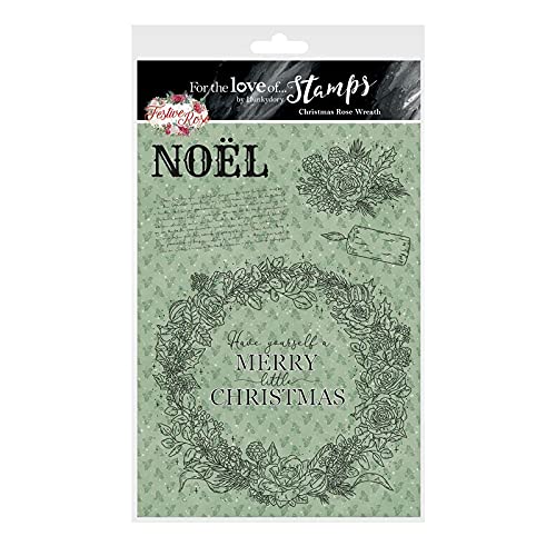 Hunkydory Crafts for the Love of Stamps - Christmas Rose Wreath A5 Stamp Set