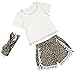 Messy Code Baby Girls Clothes Outfits Toddlers Cotton T-Shirt Top+Baby Shorts with Headband Boutique Clothing Sets