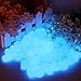 KLEMOO Glow in the Dark Pebbles 200 PCS, Artificial Decorative Stones Rocks for Walkways and Aquarium in Blue, Create Glowing “Starry Night” Garden