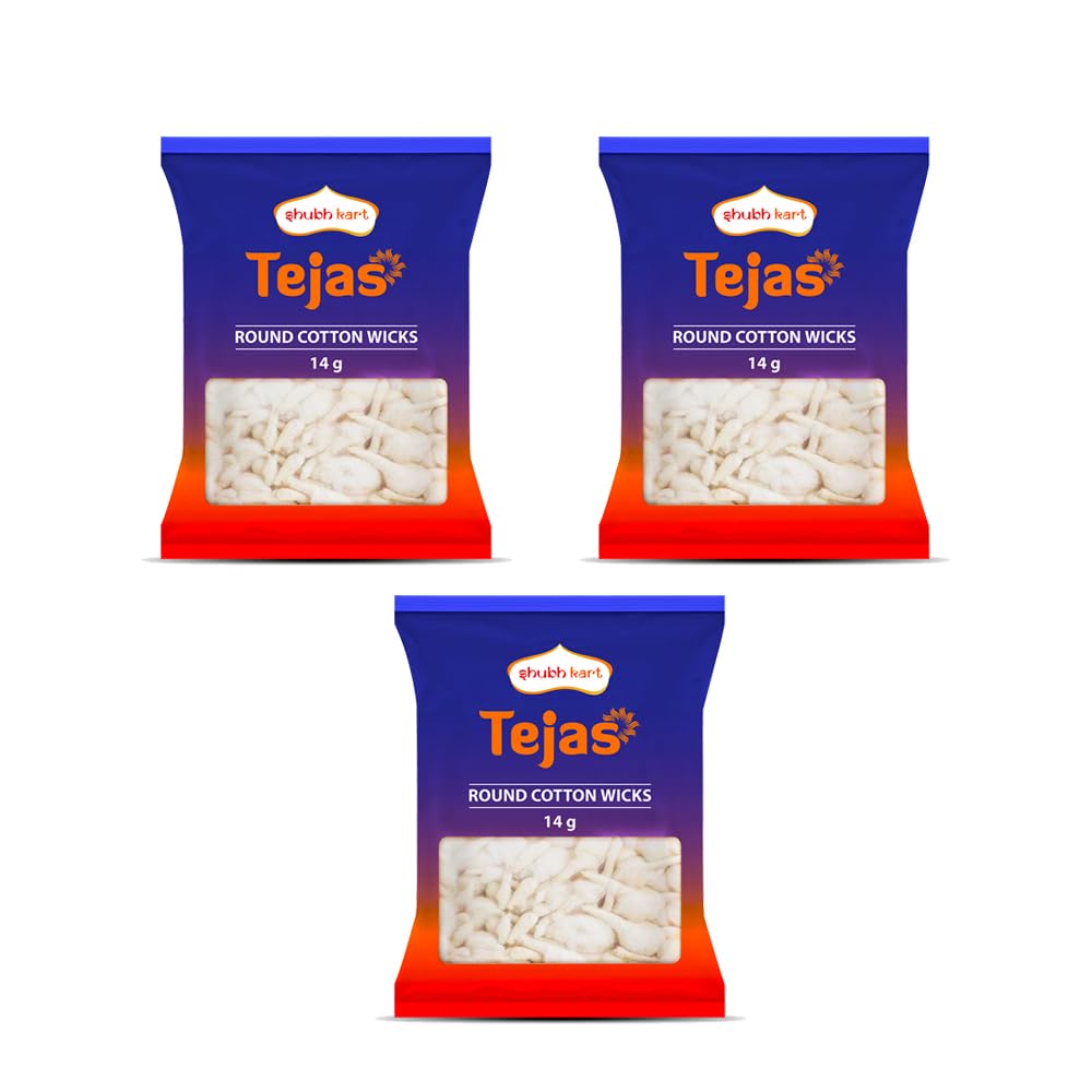 Shubhkart Round Cotton Puja Wicks Religous Jyot Bati -14 Gms (Pack of 3)