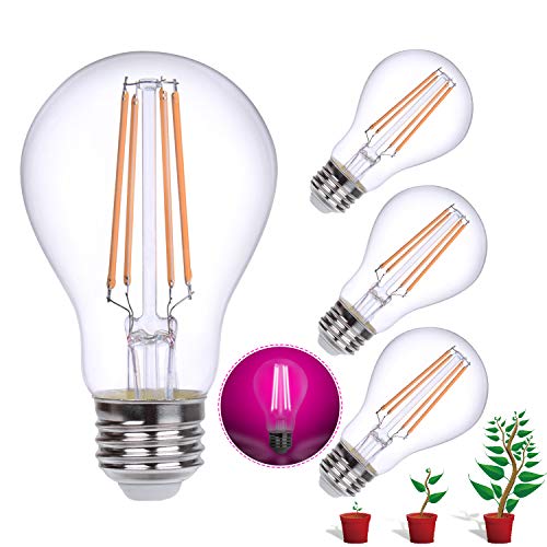 Indoor Plant Grow Lights, HOLA Growing Lights with Red Blue Spectrum, 60W Equivalent Led Grow Lamp for Hydroponics Greenhouse Organic, White Light, 4 Pack (E26 6W)
