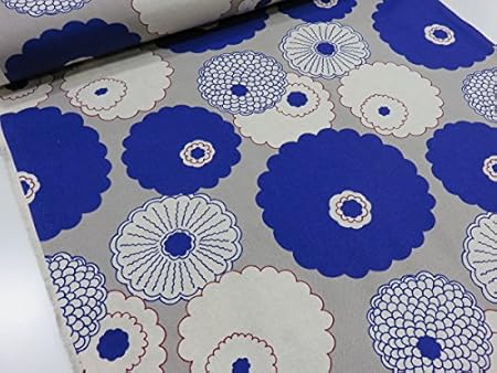 Amazon 綿麻 ポンポンダリア パープル キャンバス生地 花柄 生地 布地 ぬの コットンリネン 麻 入園 布 生地 通販