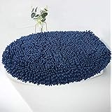 MAYSHINE Seat Cloud Bath Washable Shaggy Microfiber Standard Toilet Lid Covers for Bathroom -Dark Blue