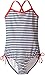 Kanu Surf Girls' Layla Beach Sport Banded 1 Piece Swimsuit, Bali Navy Stripe, 8