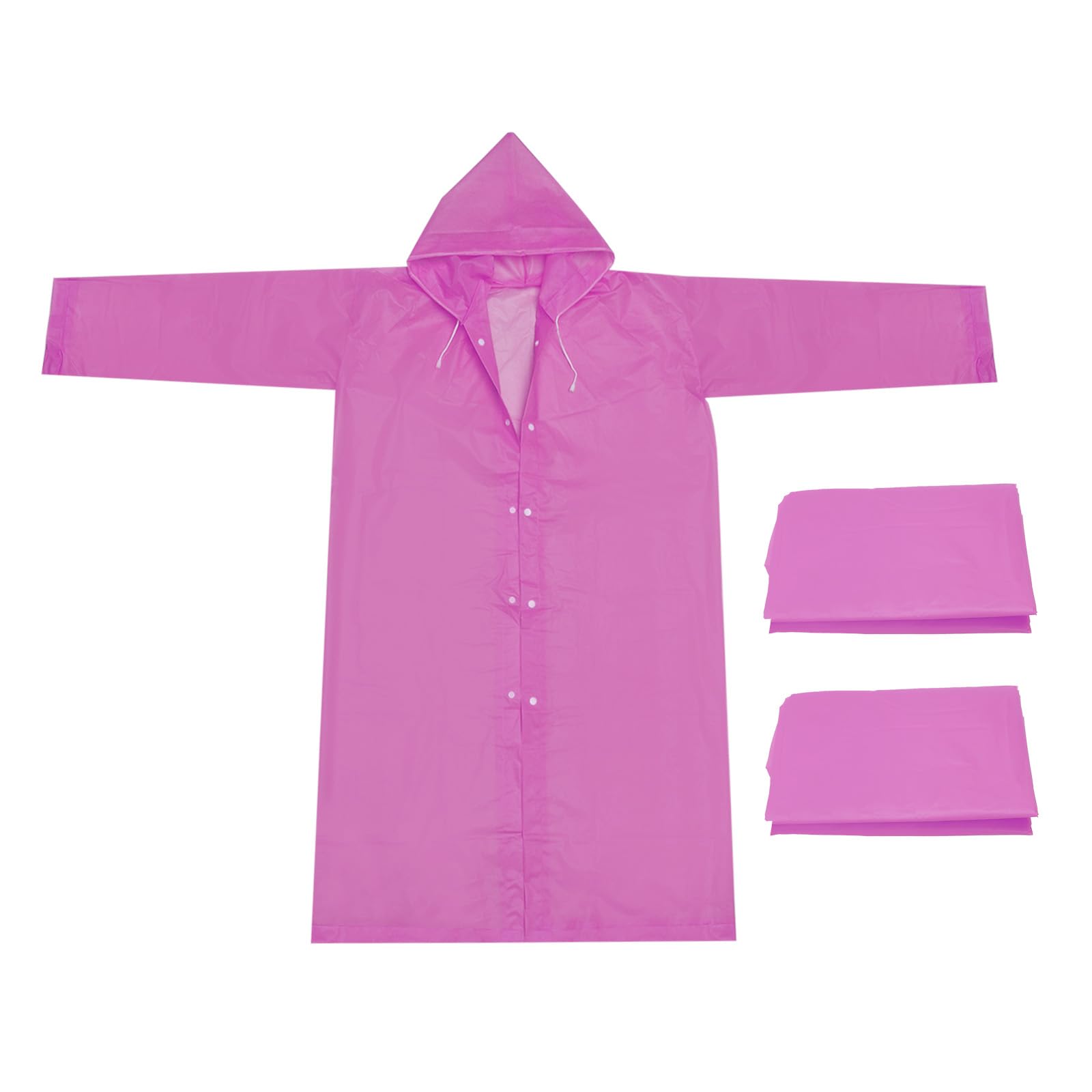 PATIKIL Rain Ponchos for Adults, 2 Pack Lightweight Reusable EVA Impermeable Rain Coat Waterproof Rain Jacket for Men and Women, Pink