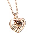 Bokeley 100 Languages Necklace I Love You Necklace for Women Girls Memory Necklace Projection Necklace Best Gift for Her for 