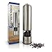 Automatic Pepper Grinder - Easy, One Handed Seasoning - Stylish Stainless Steel, Ceramic Spice Grinders - Battery Operated with LED Light - Adjustable Grain Coarseness For A Perfect Grind