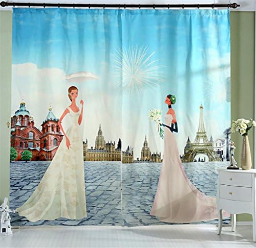 GYMNLJY Curtain Blackout drape Insulated Home Decor Print Fabric Door Window Window Drapes Panel Curtain (1 panels) , 1.4m2.7m