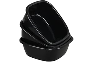 Gloreen 3-Pack 8 Quart Plastic Wash Basin, Small Square Dishpans, Black