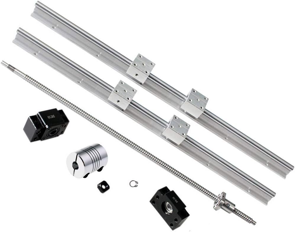 GUWANJI 2X SBR12-1000 1000mm/39.37inch Support Linear Rail + 4X SBR12UU Block + 1x SFU1204-1000 1000mm/39.37inch Ballscrew with Nut + BK/BF10 End Supports + Coupler CNC Parts USA Stock