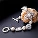 Silver Plated Imitation Pearl and White Crystal Bracelet Resin Flower Bracelet Diamond Personality Jewelry for Women Gilrs