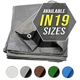Tarp Cover Silver / Black Heavy Duty Thick Material, Waterproof, Great for Tarpaulin Canopy Tent, Boat, RV or Pool Cover!!!