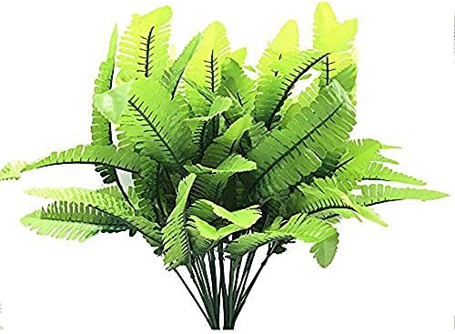 Chirose 4pcs Artificial Boston Fern Bush Plant Shrubs Greenery Bushes for Indoor Outside Home Garden Party Decor